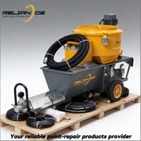 Machine à projeter du mortier à pompe à vis avec débit de 20/40 L/min, capacité de la cuve de 100 L, base sur roues pour la réparation de canalisations d'égouts sans tranchée