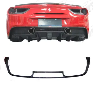 Carbon Fiber Rear Bumper Spoiler Wing Trim Fit For 488 GTB Rear Diffuser In Stock