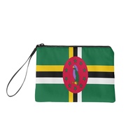 Dompet Koin Mini Kanvas Cetak Warna Campuran Bendera Dominika, Dompet Portabel Ritsleting Modis untuk Koin & Barang-Barang Kecil