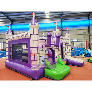 Purple and White Knight Combo Inflatable Bounce House Bouncy Castle with <b>Slide</b> Kids Jumping Castle - Product Image 2