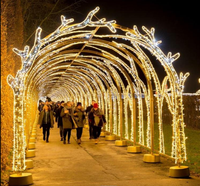 Grande sculpture lumineuse en forme de cœur pour extérieur, utilisée comme décorations commerciales de Noël, arche lumineuse en forme de cœur à traverser