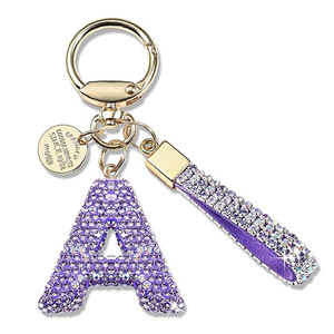 New Arrival Initial English Letter A Rhinestone Key Chain Fashion Full Crystal Car Bag A Initial Keychain For Gifts