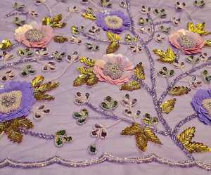Nueva llegada de tela de encaje de malla bordada de bajo precio para ropa de mujer, gran oferta india, venta al por mayor, tela de bordado pesado - Product Image 2
