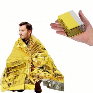Manta de Supervivencia Térmica de Emergencia, Impermeable, de Mylar Plateado y Dorado, para Camping y Senderismo en Todas las Estaciones, Lista para Primeros Auxilios - Product Image 1