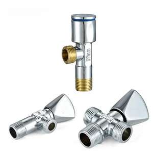 Échantillon gratuit 2 voies Design chromé 1/2 pouces robinet salle de bain eau en laiton vannes d'angle salle de bain cuisine accessoires <span class=keywords><strong>accer</strong></span> - Product Image 3