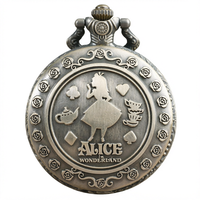 Montre de poche vintage antique avec mouvement à quartz, design Alice au pays des merveilles en bronze, pendentif collier lapin mignon, boîtier cadran 47MM