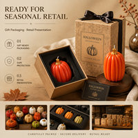 Handgemachtes Kürbisförmiges Duftkerzen-Set für Halloween Herbst-Dekoration Geschenk Heimdekoration, Herbst-Ernte-Kerze OEM Private Label