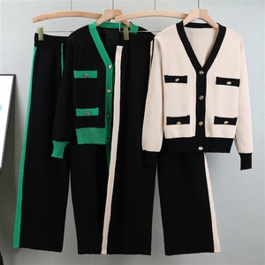 Completo da Donna Elegante e alla Moda <span class=keywords><strong>in</strong></span> <span class=keywords><strong>Maglia</strong></span> a Maniche Lunghe con Maglione e Pantaloni, Set Due Pezzi, Abbigliamento Femminile - Product Image 1