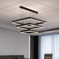 Luminaire suspendu moderne, design contemporain en acrylique noir, nouveau design carré, lampe pour salle à manger, salon, lustre LED