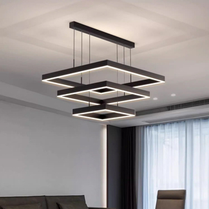 Lampada a Sospensione Moderna Contemporanea in Acrilico Nero Nuovo Design Lampadario Quadrato a LED per Sala da Pranzo e <span class=keywords><strong>Soggiorno</strong></span> - Product Image 3