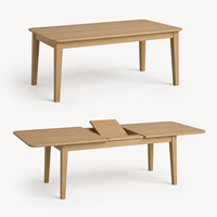 Table à manger extensible rectangulaire en bois massif, pliable, écologique, moderne et décontractée, pour la salle à manger à domicile, meubles de salle à manger, Vietnam