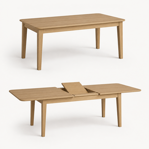 Table à manger extensible rectangulaire en bois massif, pliable, écologique, moderne et décontractée, pour la salle à manger à domicile, meubles de salle à manger, Vietnam - Product Image 2