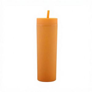 Vaso Reutilizable de Plástico Mate de Doble Pared con Pajita, 16 oz, Libre de BPA, Apto para Alimentos, con Logotipo Personalizado - Product Image 1