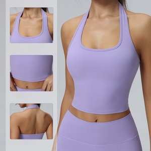 Soutien-gorge de sport transfrontalier haute performance, sans coutures, extensible dans quatre directions, écologique, col en V, avec coussinets amovibles, respirant - Product Image 3