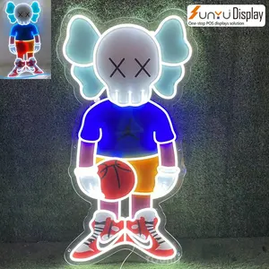 Letrero de neón cósmico de diseño personalizado gratuito al por mayor Kaws Girl Home decorate LED anime letrero de neón