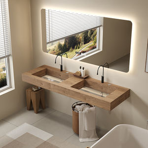Rock Slab <span class=keywords><strong>Fondo</strong></span> de vidrio transparente Baño Gabinete estriado Combinación Luz Lujo Gama alta Personalización Tocador texturizado - Product Image 2
