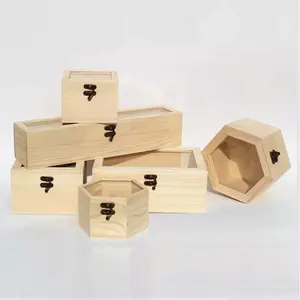 Fábrica personalizada todo tipo de cajas de madera, Paulownia, pino, álamo, cajas de almacenamiento de bambú, Cajas de Regalo de vino con tapa