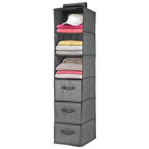 Organisateur de placard suspendu moderne à 6 étagères en tissu non tissé, pliable et extensible, mobilier de maison économique pour salon - Product Image 1