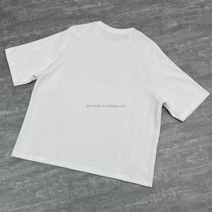 T-shirt blanc en coton Boxy Streetwear chemise de créateur décontractée de haute qualité épaule tombante T-shirts lourds surdimensionnés - Product Image 2