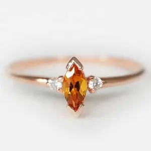 Citrine Rings LYR0777 Exquisite 925 Silver Solitaire Marquise Cut Natural Trendy Gemstone Rings Silver Rings for Men S925 3*6 Mm