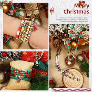 Kit de Arcilla Polimérica Navideña de 2900 Piezas, Cuentas Redondas Heishi, Juego de Colgantes con Letras para Hacer Pulseras y Joyería Navideña - Product Image 2