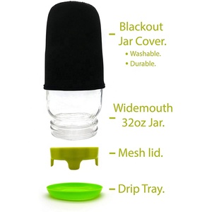 Vaso germinazione Kit di Semi di Sprouter Set-Bocca Larga Vaso di Muratore, Maglia di Acciaio Inossidabile Coperchio, Black-Out del Manicotto e Di Gocciolamento di Plastica Vassoio - Product Image 2