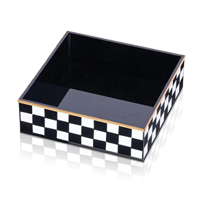 Scatola di tessuto acrilico a scacchiera bianca nera Judaica regalo regalo organizzatore da tavolo - Product Image 4