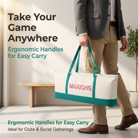 Sac de voyage de loisirs Mahjong en toile à imprimé lettres contrastées, avec fermeture éclair, sangle latérale, tapis de table pliable suspendu et trousse de maquillage