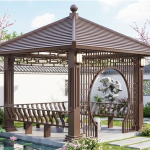 Gazebo de Aluminio para Jardín, Marca Wowcourtyard, Estilo Neoclásico, Color Marrón, para Terraza Exterior, Estilo Antiguo - Product Image 1