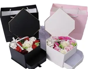 개인 휴대용 크리 에이 티브 서랍 디자인 비누 장미 포장 심장 모양의 선물 상자