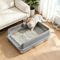 Bac à litière pour chat en acier inoxydable, anti-éclaboussures, avec système de récupération de litière, design ouvert, conception détachable, grande taille, fabriqué en Chine