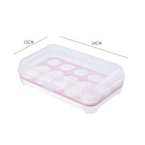 Caja de huevos de 15 rejillas, venta al por mayor, plástico transparente con tapa, refrigerador de cocina para el hogar, caja de almacenamiento de huevos portátil para alimentos frescos - Product Image 6