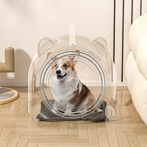 Lit pour chat en plastique haute transparence, rond, semi-fermé, respirant, pour toutes les saisons, 36,5x34x37,5cm - Product Image 3