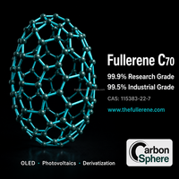Carbonsphère Fullerène C70 (Buckyball) Pureté 99,9% Poudre Noire Antioxydante CAS115383-22-7 Buckminsterfullerène C70