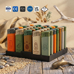 Briquet à gaz piézo certifié CE EN13869, revêtement doux au toucher, papier d'emballage 3D, logo personnalisé, vente en gros, <span class=keywords><strong>recharge</strong></span> électronique gratuite - Product Image 6