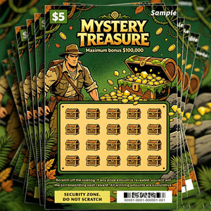 Custom Instant Win Lottery Card Promotional QR Code Printing Mystery Treasure Scratch Off Lottery Tickets - Product Image 1
