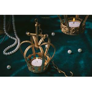 Candelero al por mayor del metal del oro de la palmatoria de la pieza central de la corona de la boda para la decoración casera - Product Image 1