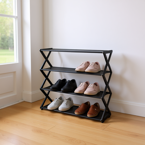 Scarpiera a X Myrva 33x15x85cm, a quattro livelli, in plastica, da ingresso, organizer minimalista per scarpe - Product Image 2