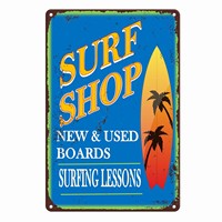Surf Shop Sign Supplies Surfboard Rentals Shop Gift Surfers Paradise North Shore Beach Coastal Decor Panneau en métal de qualité 8x12inch