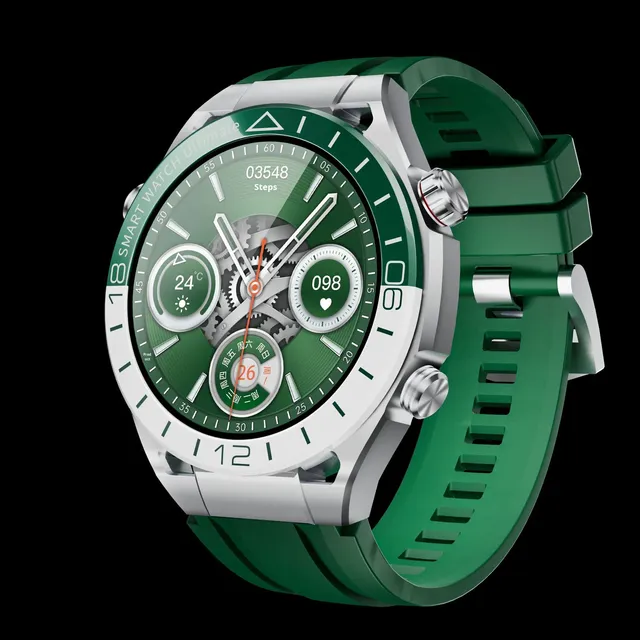 SK41 Explore Extraordinary Smart Watch Green Water Ghost Alipay NFC for Call Heart Rate Sports Music Business Silicone