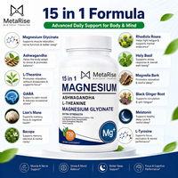 Soutien du sommeil et de la mémoire chez l'adulte : Capsules de glycinate de magnésium, Ashwagandha, L-Théanine, Phosphatidylsérine, Soutien immunitaire, 120 Capsules