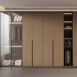 Dressing sur mesure de luxe moderne avec cloison en verre et éclairage LED pour appartement, villa, mobilier de maison - Product Image 1