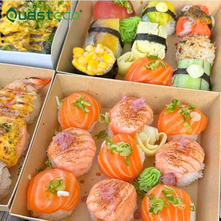Boîte à sushi biodégradable Boîte verte Boîte à sushi japonaise Bento Bonne chance Boîte à sushi en papier