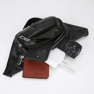 Sac de Poitrine Homme JINGPIN en Cuir PU Noir – Sac Bandoulière Décontracté et Durable pour Tous les Jours – Été 2025 - Product Image 3