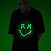 Camiseta Brillante en la Oscuridad, Personalizada con Impresión Luminosa, Logotipo Gráfico, Camiseta de Lujo que se Ilumina, Talla Grande para Hombre, Camiseta Brillante