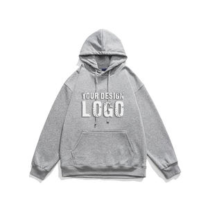 Low MOQ Custom Heavy Solid Color Drop Shoulder Mens Hoodie Autumn Winter Casual Loose Plus Fleece Men's Hoodies - Product Image 2