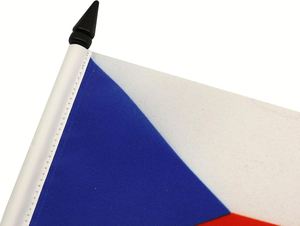 Bandera de Mesa de la República Checa 5'' X 8'' (21x14cm) - Material de Poliéster, Varilla y Base de Plástico Negro, Uso en Escritorio/Interior - Product Image 4