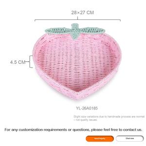 Panier de rangement <span class=keywords><strong>en</strong></span> corde de papier rose <span class=keywords><strong>en</strong></span> forme de cœur, tressé <span class=keywords><strong>à</strong></span> la main, plateau peu profond ajouré pour la décoration de la chambre d'enfant, de la crèche ou de l'entrée, cadeau de la Saint-Valentin - Product Image 3