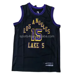 Ucuz toptan erkek LA şehir laker yeni varış dikişli 23 LBJ 15 Austin Reaves mor Jersey