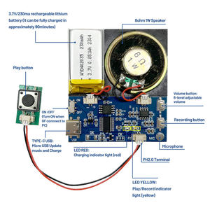 Módulo de Sonido con Micrófono Grabable por USB, Activación por Botón, Descarga en 4 Minutos, Chip de Voz con Altavoz de 1W para Juguetes de <span class=keywords><strong>Peluche</strong></span> - Product Image 2